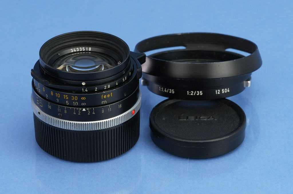 LEICA LEITZ 35MM SUMMILUX-M F1.4 11870 LATE# LENS GERMANY+12504 