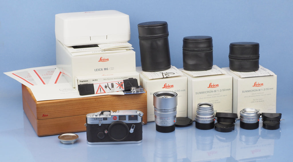 LEICA LEITZ M6 SILVER LHSA 25TH YEAR SUMMICRON 35mm 50mm 90mm F2 LENS SET  +BOXES