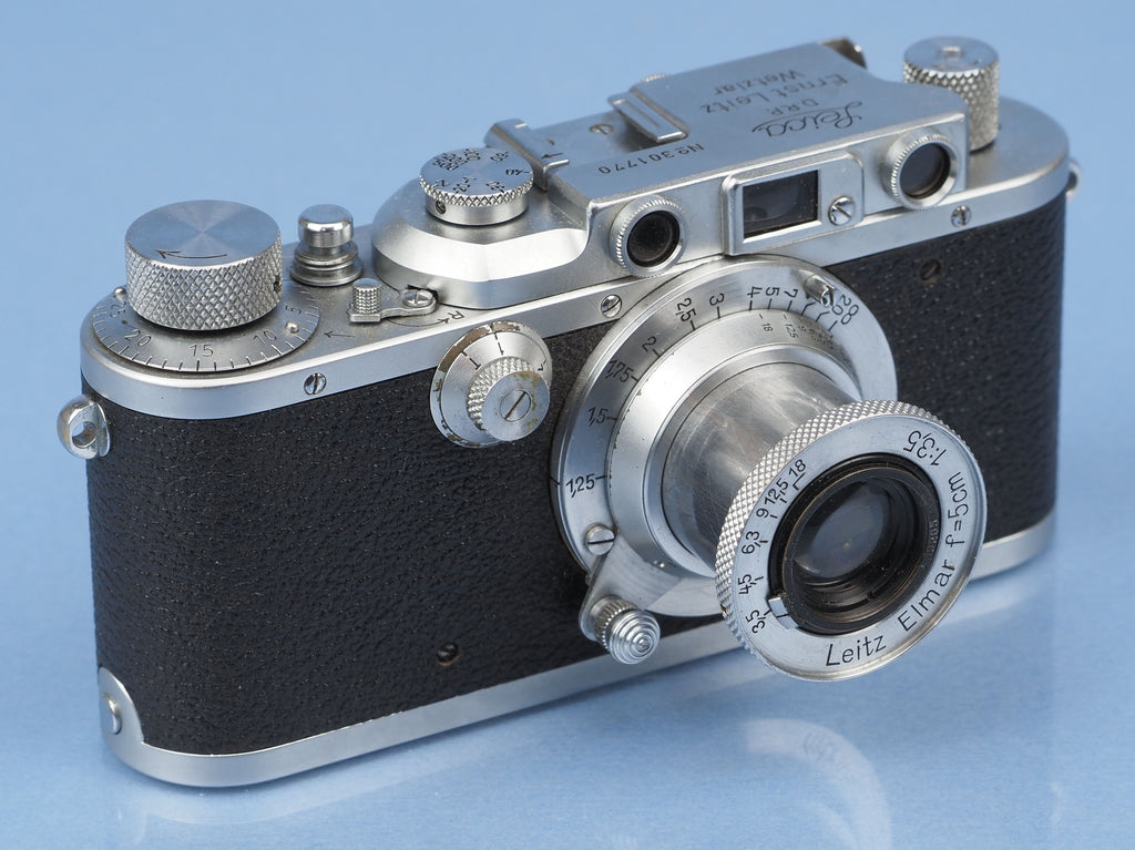 LEICA LEITZ III (MODEL F) CHROME RANGEFINDER CAMERA +50MM F3.5 ELMAR VERY  CLEAN