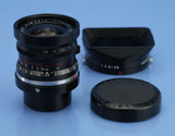 LEICA LEITZ 28MM ELMARIT F2.8 1ST VERSION WEZTLAR BLACK PAINT M 11801 LENS +HOOD