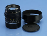 LEICA LEITZ 50MM F1.4 SUMMILUX 11113 2ND V BLACK M LENS +CAPS +12586 SHADE