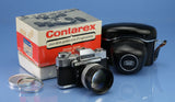 CONTAREX PROFESSIONAL CHROME CAMERA +ZEISS 85MM F1.4 PLANAR T* RARE LENS +BOX