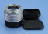 LEICA LEITZ 35MM SUMMICRON-M F2 11882 ASPH CHROME M LENS +SHDE CAP +FILTER MINT