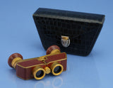 ZEISS CARL JENA THEATIS 3.5X15 GOLD-PLATED BINOCULARS +NAVY BLUE CASE PRETTY!