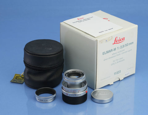 LEICA ELMAR-M 50MM F2.8 11823 SILVER CHROME COLLAPSIBLE LENS. MINT