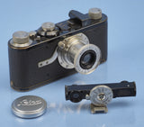 LEICA LEITZ I MODEL A BLACKPAINT CAMERA + 50MM ELMAR LENS MUSHROOM BUTTON #6950