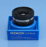 RODENSTOCK RODAGON 80MM F4 ENLARGER LENS 6X6 MEDIUM FORMAT +CAPS +RETAING RING