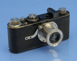 LEICA I MODEL A NICKEL BLACK PAINT HOCKEY STICK CAMERA +50MM ELMAR F3.5 LENS +