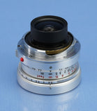 LEICA SUPER-ANGULON 21MM F3.4 CHROME M 11103 LENS +CAPS +SHADE +FINDER VERY NICE